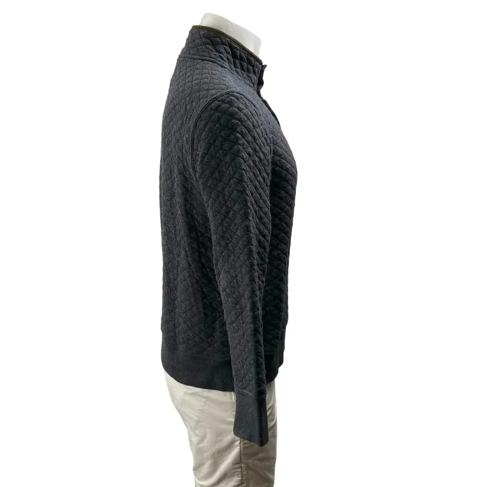 Banana Republic Men's Dark Gray Long Sleeve Quilted Snap Pullover Sweater Size S